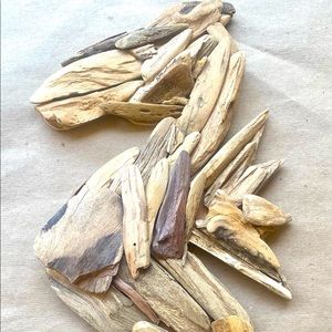 VTG Coastal Handmade Driftwood Seahorse Art Sculpture